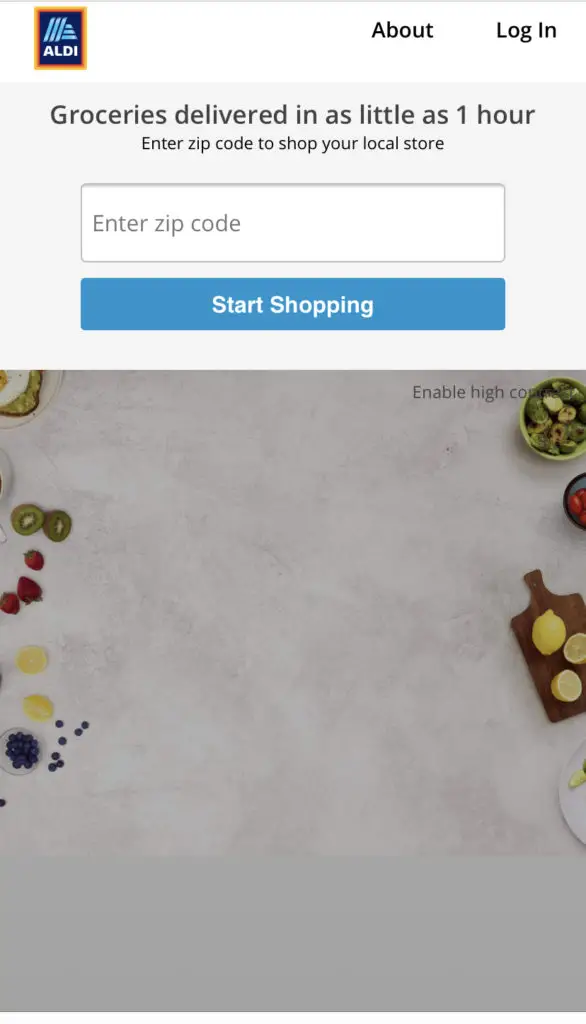 Aldi's grocery pickup portal