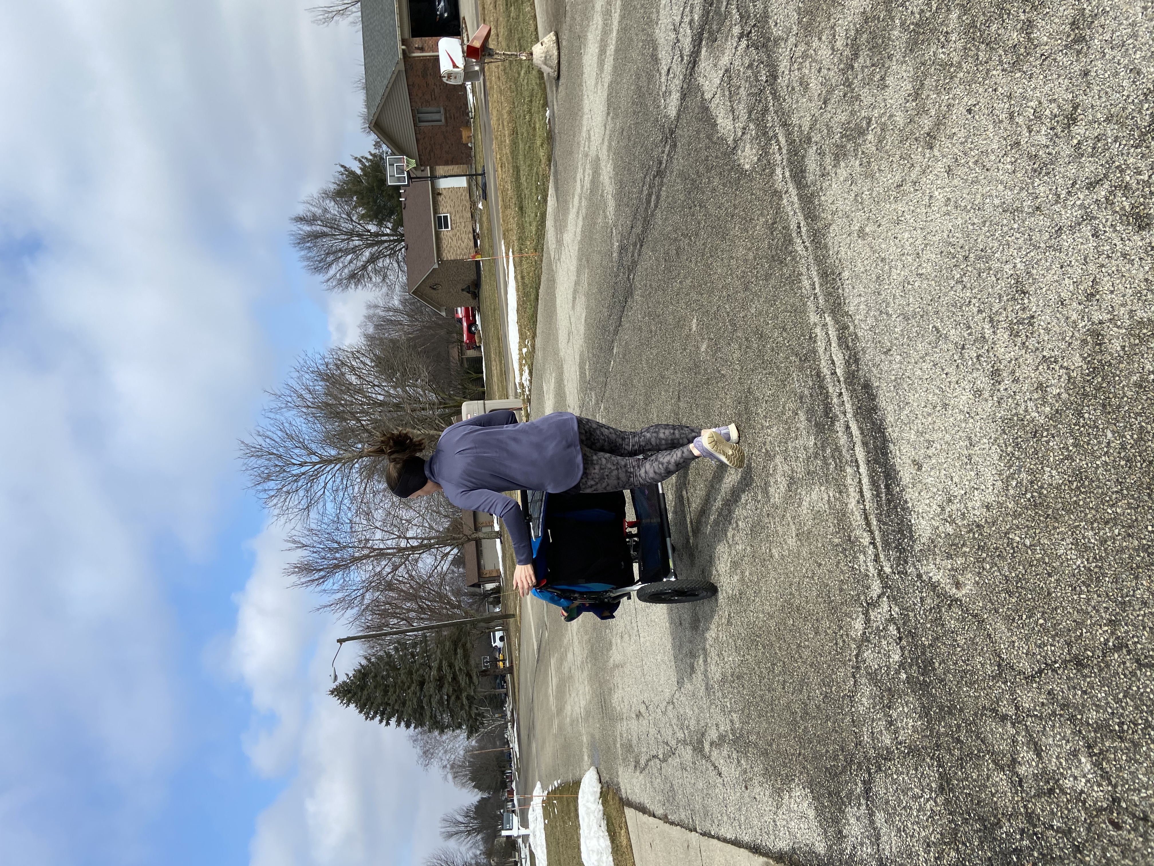 Running with my Bob Duallie. A jogging stroller is a great addition to a runner's care package or runner's gift!