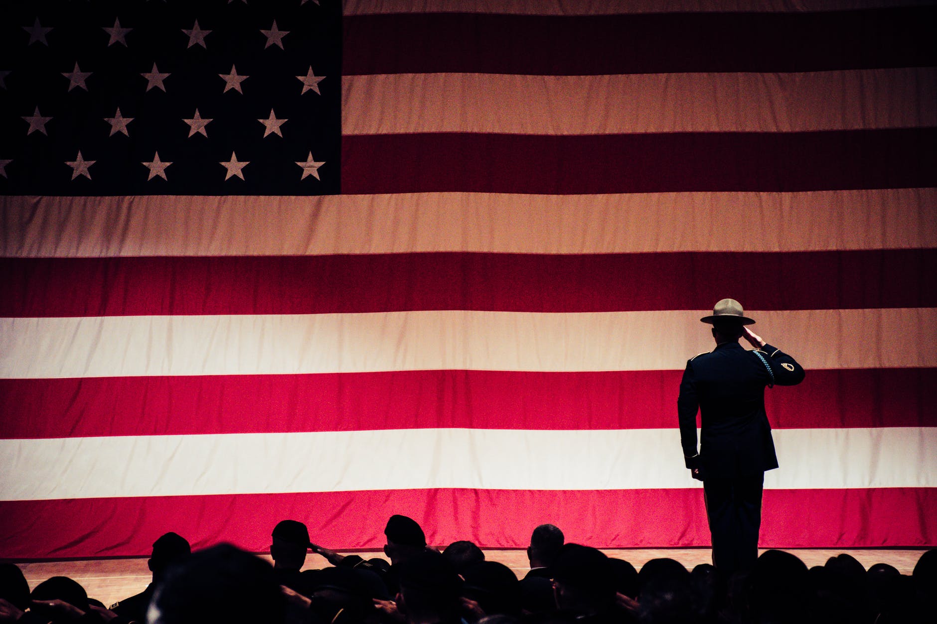 Military salute to the flag