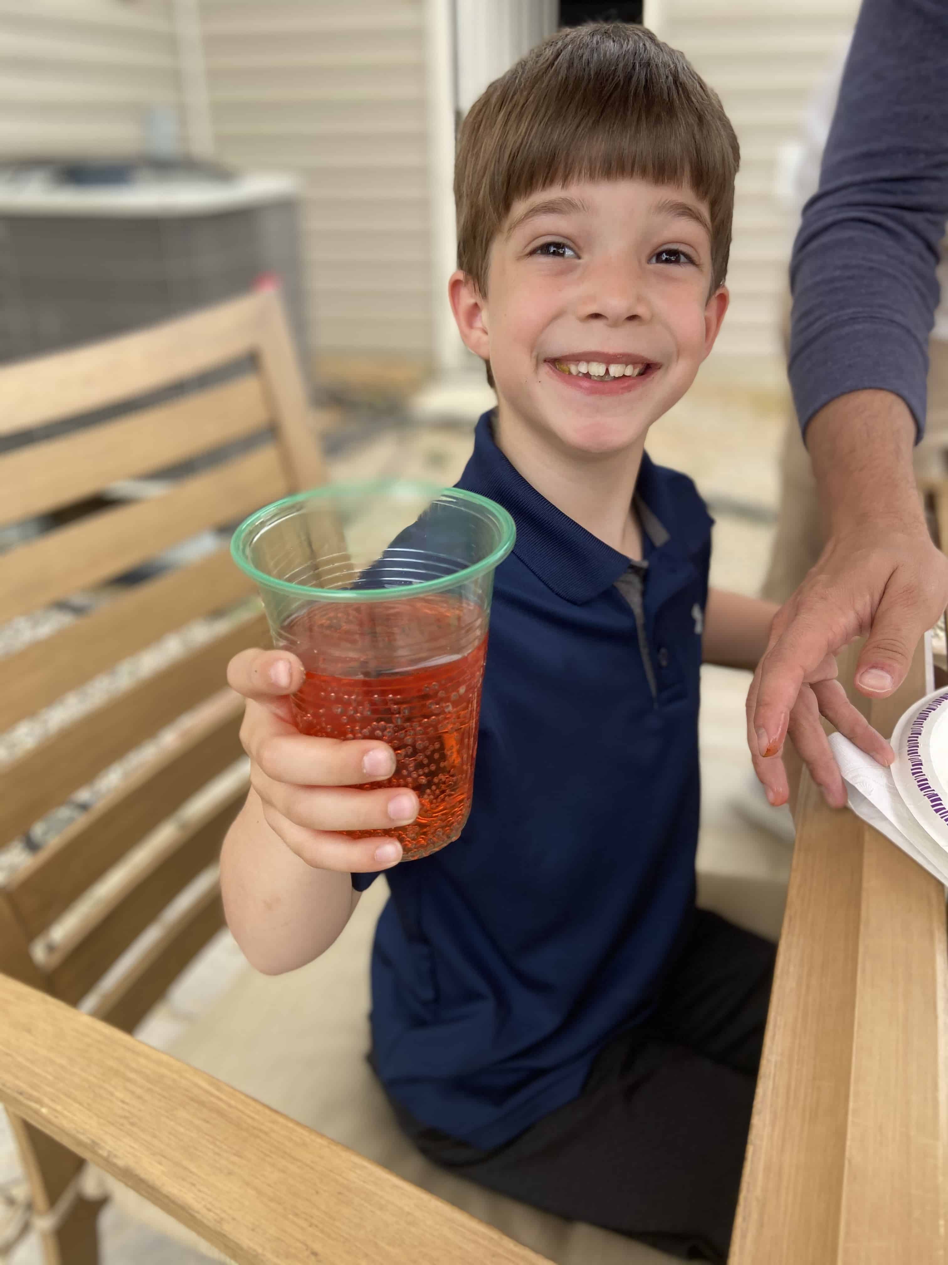 Kids enjoy this sparkling Shirley Temple mocktail