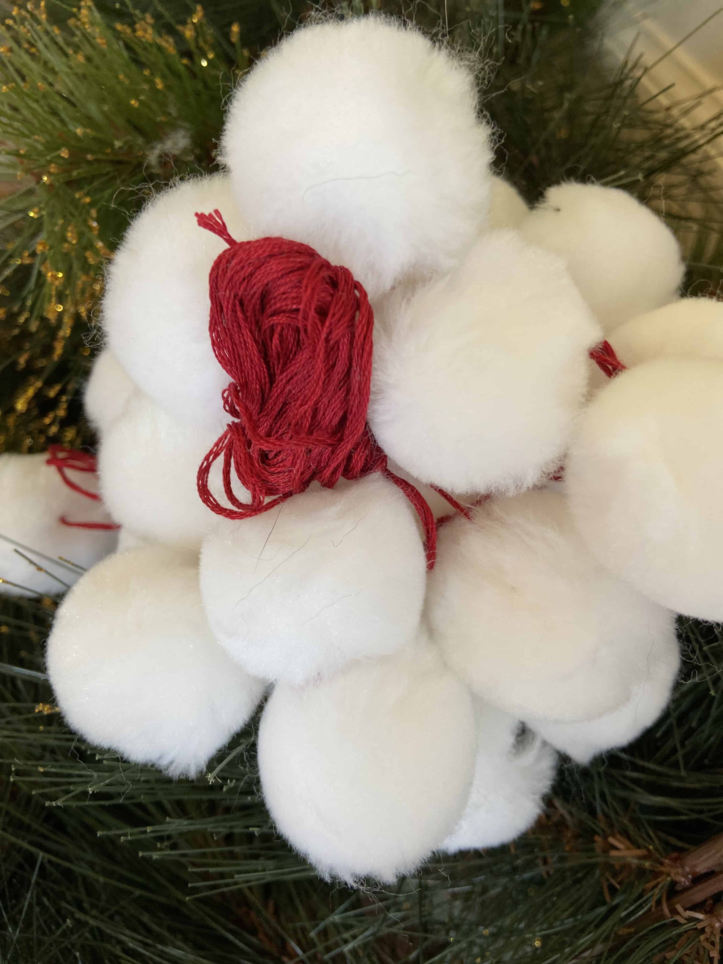 Red and white pom pom garland