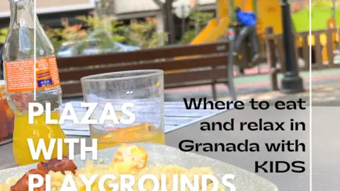Granada Spain plazas that also have playgrounds and restaurants.