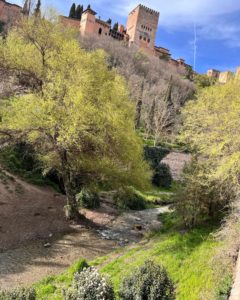 Views of the Alhambra in Granada, Spain from Paseo de los Tristes