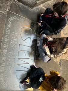 Visiting C.S. Lewis memorial marker in Westminster Abbey