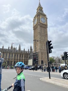 Views of Elizabeth Tower and listening to Big Ben on our bike ride