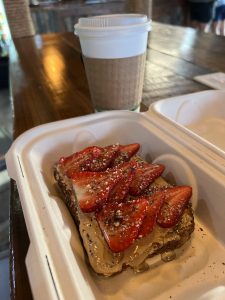 Cashew Toast and Coffee at Finn's Barista Bar