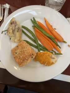 Salmon and vegetables at Chef Mickey's