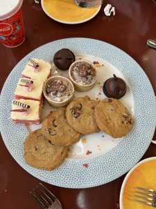 Dessert tray at Chef Mickey's