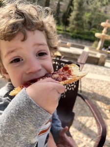 Tostada with jelly and butter in Granada, Spain