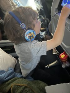 Headphones for toddlers on a plane