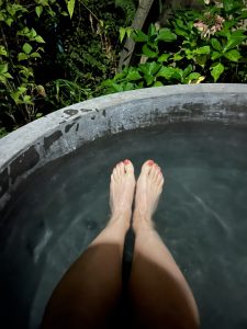 soaking in a Japanese onsen